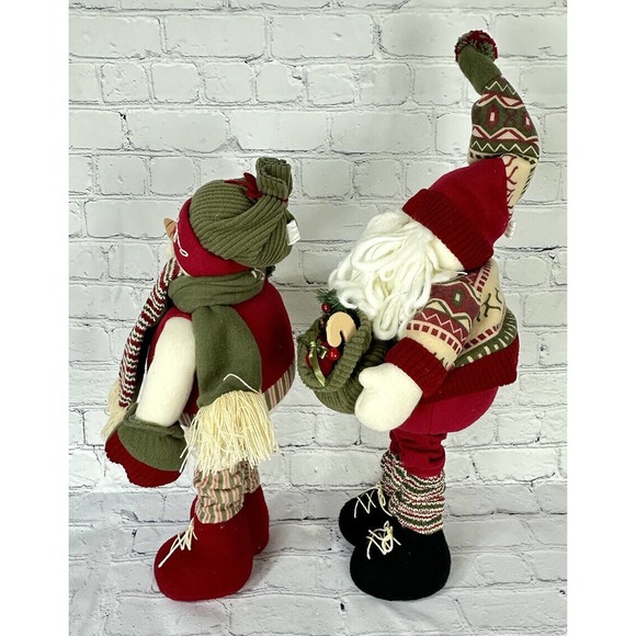 2 Matching Extendable 23”- 35” Plaid Fleece Standing Christmas Figures Greeters - Picture 4 of 9